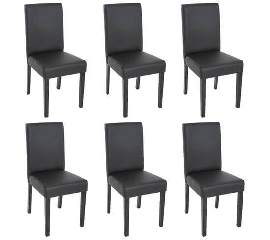 Lot De 6 Chaises De Séjour Littau ~simili-cuir, Noir Mat, Pieds Foncés