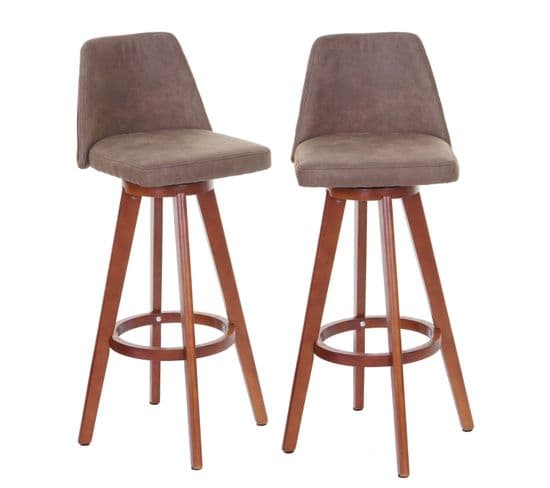 2x Tabouret De Bar Hwc-c43 Vintage Marron Pieds Foncés