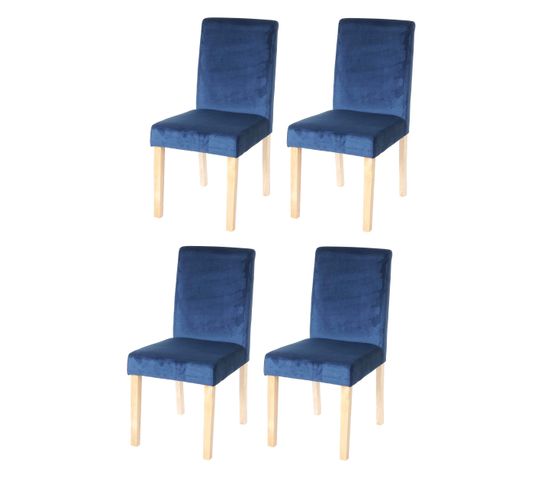 Lot De 4 Chaises De Salle à Manger Littau, Velours ~ Pétrole, Pieds Clairs