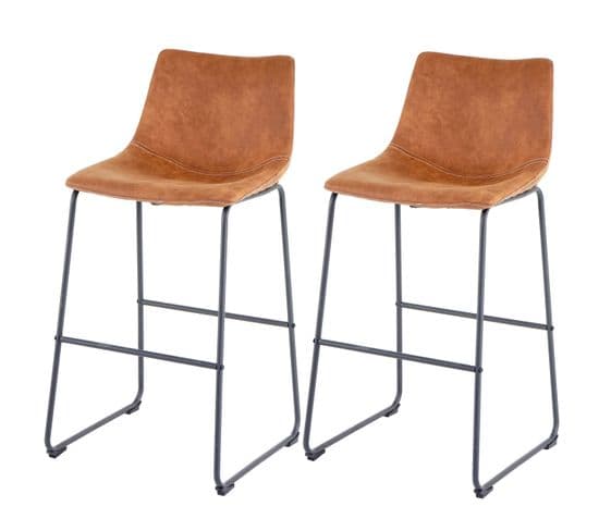 2x Tabouret De Bar Hwc-d70 Tissu Vintage Imitation De Daim