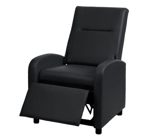 Fauteuil TV Hwc-h18, Fauteuil Inclinable, Cuir Synthétique Pliable 99x70x75cm ~ Noir