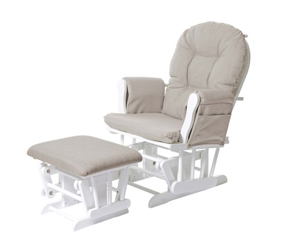 Fauteuil Relax Hwc-c76 Tissu Crème Monture Blanche