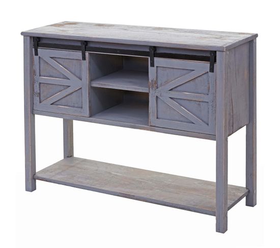 Buffet Hwc-d57 81x102x34cm Style Shabby Vintage Gris Foncé