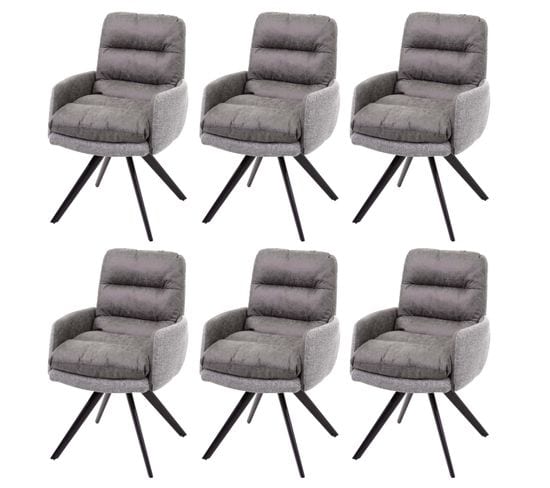 6x Chaise De Salle à Manger Hwc-g66 Tissu Clair Gris