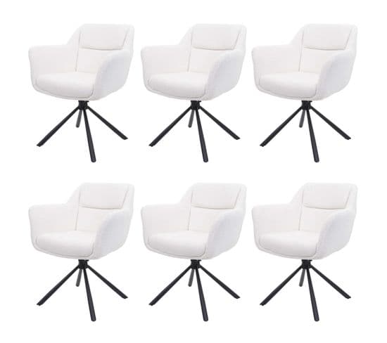 Lot De 6 Chaises De Salle à Manger Hwc-k33 Auto-position Tissu/textile Bouclé-blanc