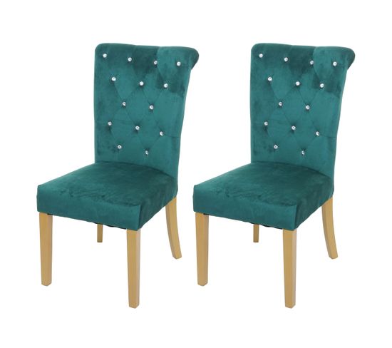 2x Chaise De Salle À  Manger Hwc-d22 Vert Foncé Pieds Dorés