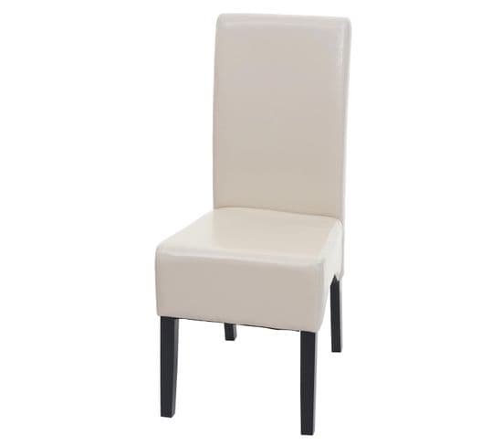 Chaise De Salle À Manger Latina Cuir Crème Pieds Foncés