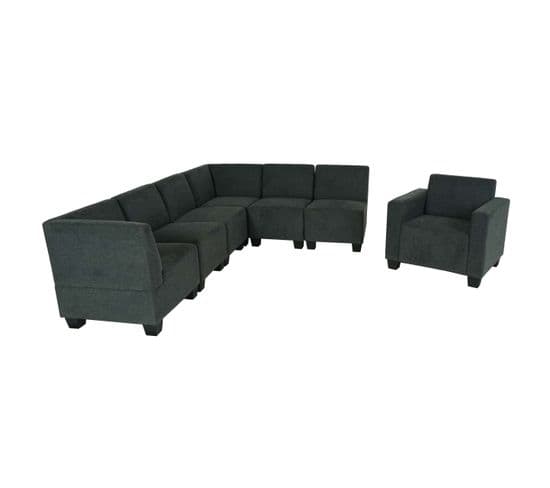 Modular Sofa-system Ensemble De Canapés Lyon 6-1, Tissu/textile ~ Gris Anthracite