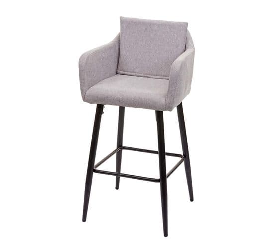 Tabouret De Bar Hwc-h93 Tissu Textile Gris Clair