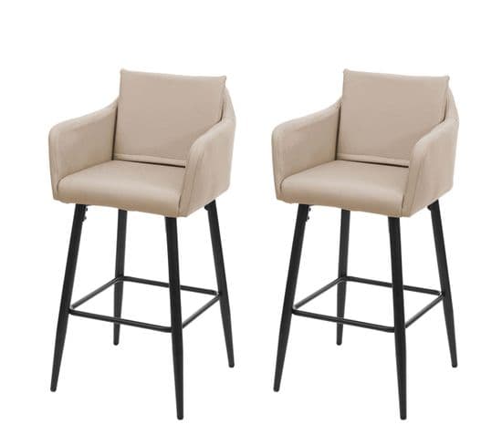 2x Tabouret De Bar Hwc-h93 Similicuir Taupe