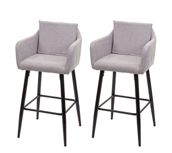 2x Tabouret De Bar Hwc-h93 Tissu Textile Gris Clair