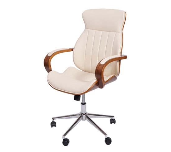 Chaise De Bureau Hwc-h39 Similicuir Beige Crème