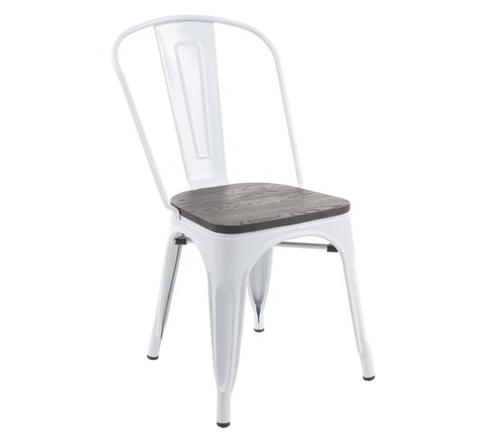 Chaise Hwc-a73 Métal Style Industriel Blanc