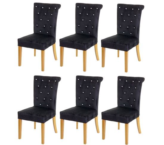 Lot De 6 Chaises De Salle à Manger Hwc-d22 Velours Noir, Pieds Dorés