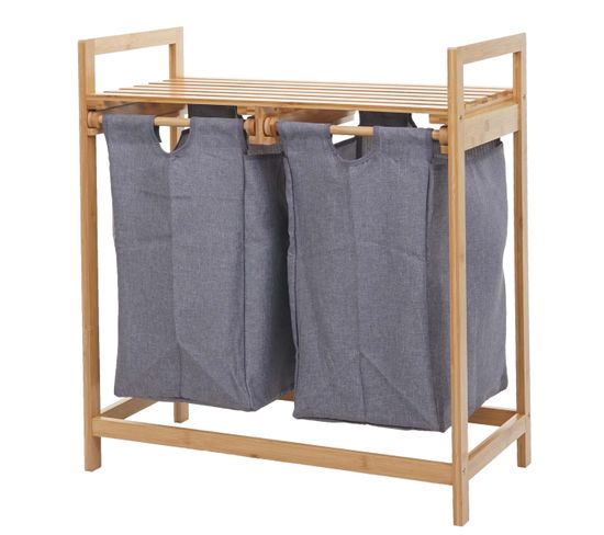 Corbeille à Linge Hwc-b83 Bambou 74x64x33cm 70l Gris Foncé