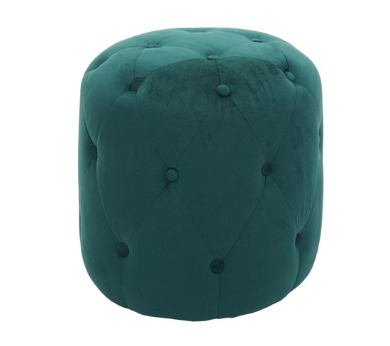 Pouf Hwc-d22, Repose-pieds, 42x39cm ~ Velours Vert Foncé