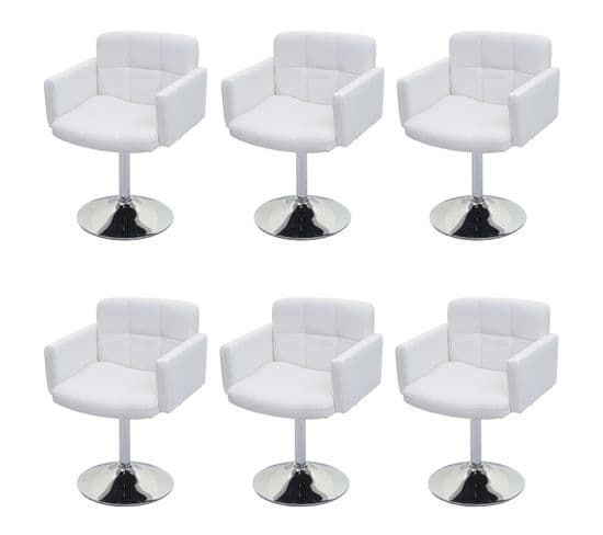 Lot De 6 Chaises De Salle à Manger Orlando Similicuir Chrome Blanc