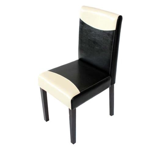 Chaise De Salle À Manger Littau Similicuir Noir Blanc Pieds Foncés