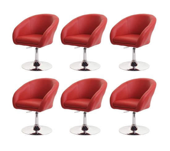 Lot De 6 Chaises De Salle à Manger Hwc-f19 Similicuir Rouge