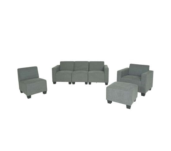 Modular Sofa-system Ensemble De Canapés Lyon 3-1-1-1, Tissu/textile ~ Gris