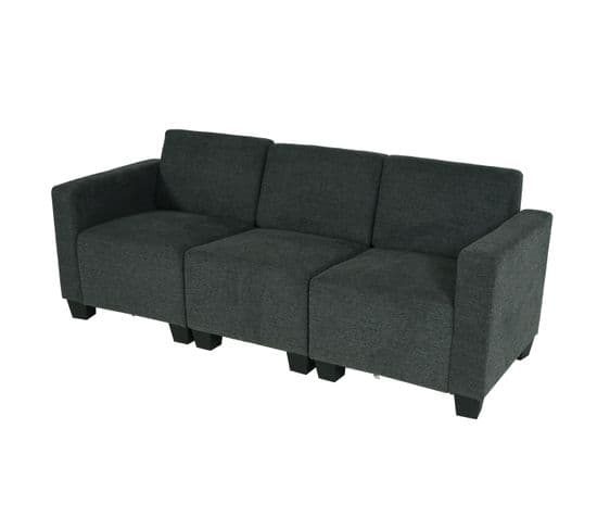 Canapé Modulaire 3 Places Couch Lyon, Tissu/textile ~ Gris Anthracite