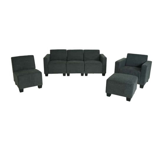 Modular Sofa-system Ensemble De Canapés Lyon 3-1-1-1, Tissu/textile ~ Gris Anthracite