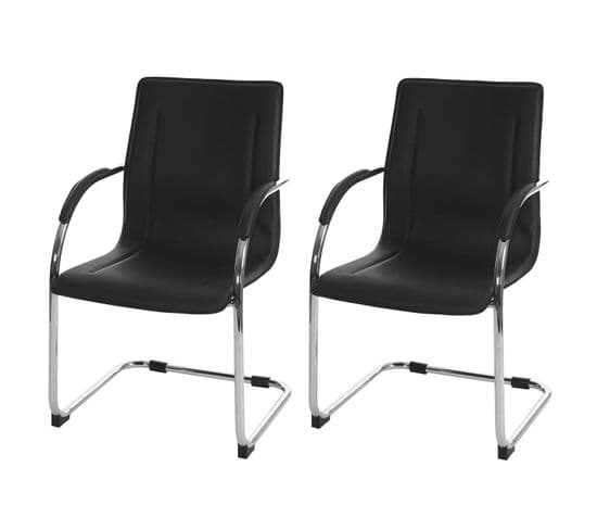 2x Chaise De Salle à Manger Samara Pvc Acier Noir