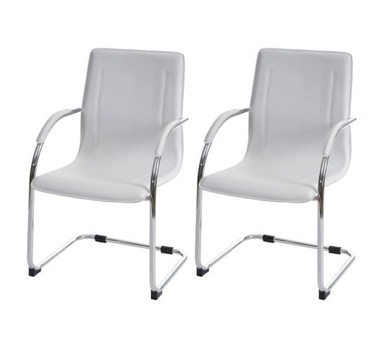 2x Chaise De Salle À Manger Samara Pvc Acier  Blanc