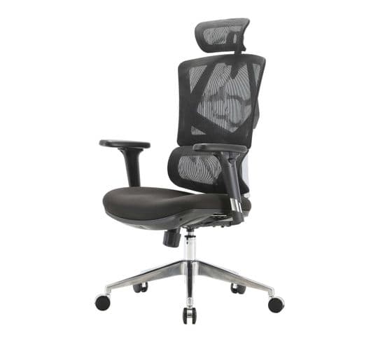 Chaise De Bureau Hwc-j89 Ergonomique Appui-lordose Noir