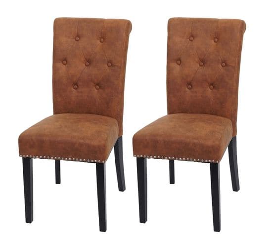 Lot De 2 Chaises De Salle à Manger Chesterfield Ii Imitation Daim Pieds Foncés