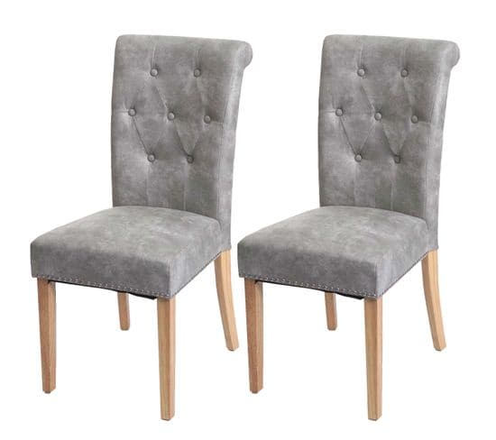 Lot De 2 Chaises De Salle à Manger Chesterfield Ii Tissu/textile Gris Clair