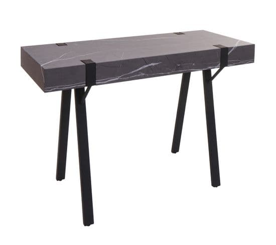 Table Console Hwc-l54 Métal 75x100x40cm Aspect Marbre Gris