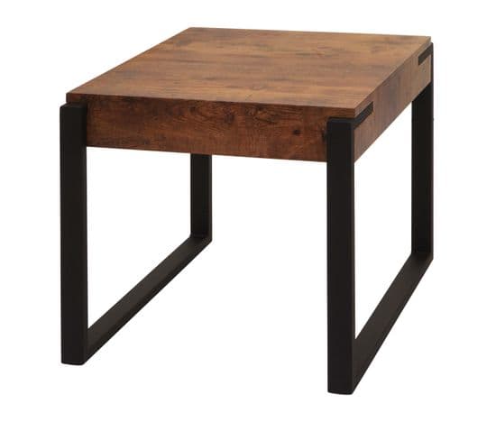 Table D'appoint Hwc-l53 Métal 51x50x54cm Chêne Sauvage Foncé