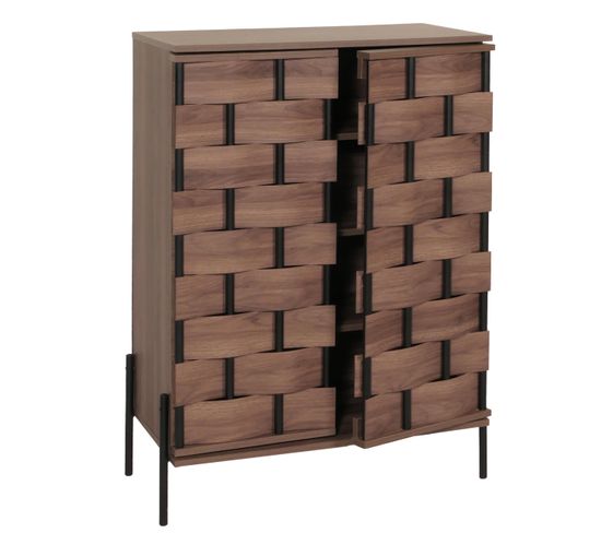 Buffet Hwc-m44 Tressé Push-to-open Portes 109x75x40cm, Marron