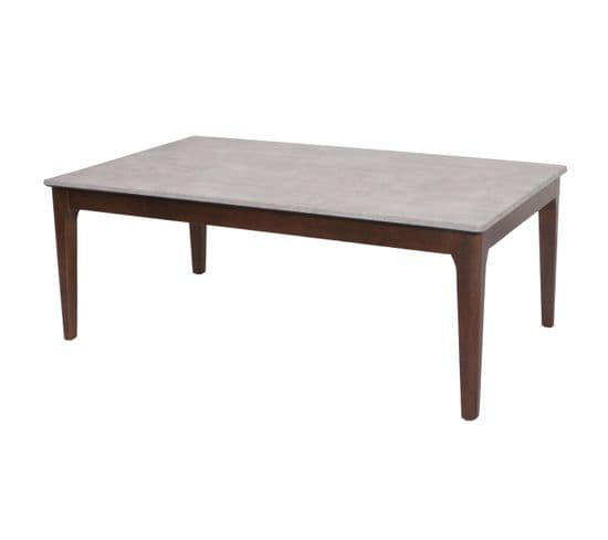 Table Basse Hwc-m55 46x120x70cm Aspect Béton Pieds Marron