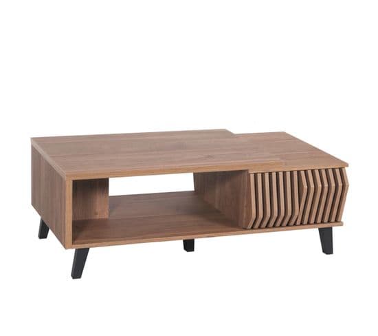 Table Basse Hwc-m45 Design 3d Tiroirs 44x120x65cm, Marron