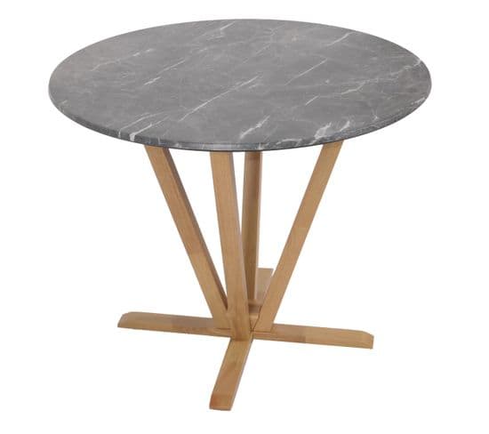 Table De Bistrot Hwc-m56 Ø92cm, Piétement Aspect Béton Brun