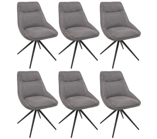 Lot De 6 Chaises De Salle À Manger Hwc-m65 Métal Tissu/textile Gris