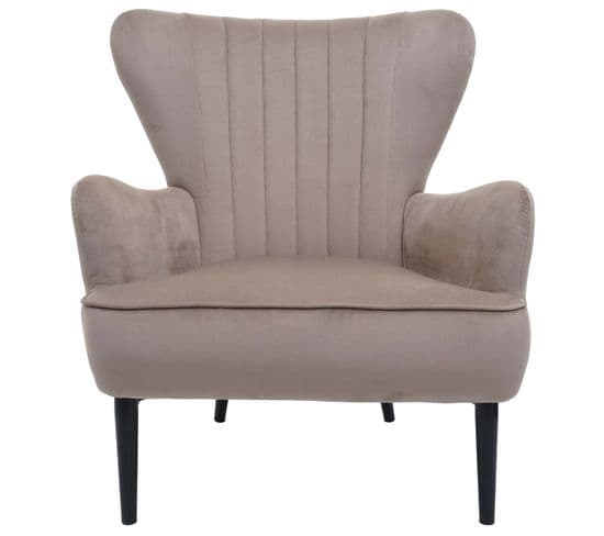 Fauteuil Lounge Hwc-k37 Velours Taupe