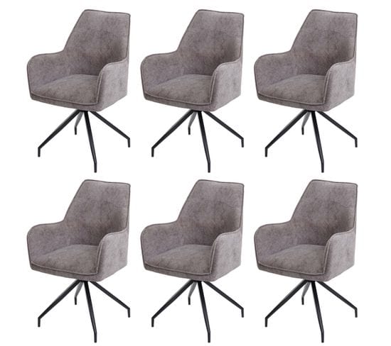 Lot De 6 Chaises De Salle à Manger Hwc-k15 Métal Gris Foncé