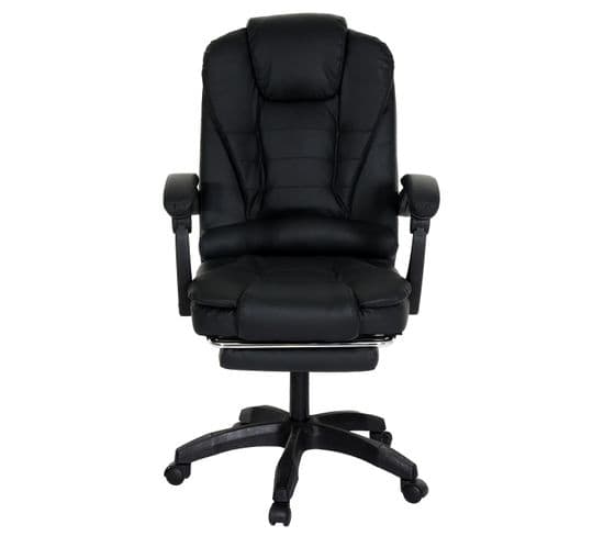 Chaise De Bureau Hwc-m80 Repose-pieds Extensible Similicuir Noir