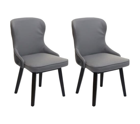 Lot De 2 Chaises De Salle à Manger Hwc-m60 Bois Massif Gris Foncé-gris Clair