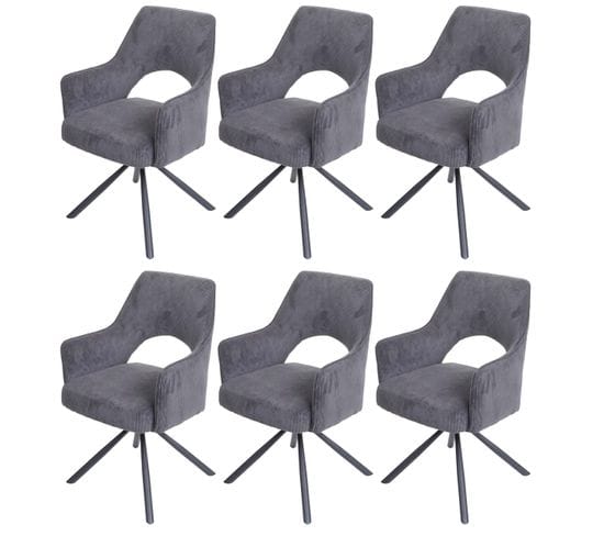 Lot De 6 Chaises De Salle à Manger Hwc-k30 Tissu/textile Corde-gris Foncé