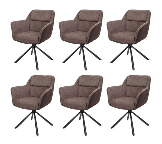 Lot De 6 Chaises De Salle à Manger Hwc-k33 Tissu/textile Similicuir Brun Foncé