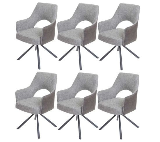 Lot De 6 Chaises De Salle à Manger Hwc-k30 Tissu/textile Gris-gris Foncé