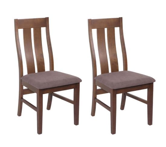 Lot De 2 Chaises De Salle À Manger Hwc-m58 Tissu/textile Bois Massif Foncé, Taupe