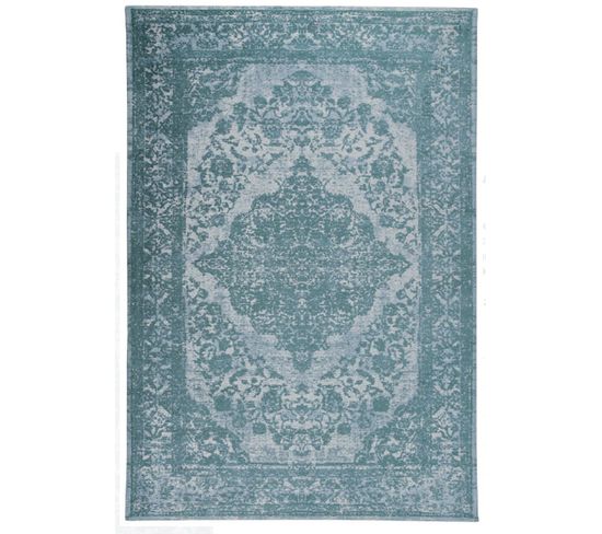 Tapis De Salon Argella En Coton - Bleu Lagon - 140x200 Cm