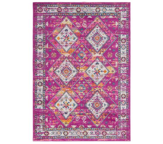 Tapis De Salon Casablanca En Polypropylène - Rose - 135x190 Cm