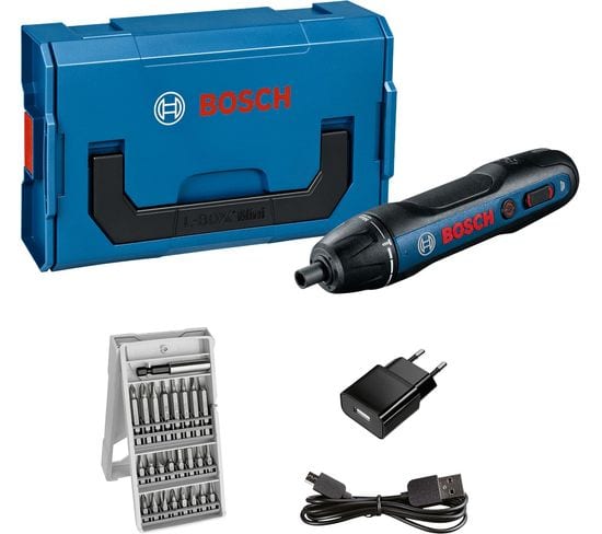 Visseuse 3,6v Bosch Go 2.0 Mini L-boxx + 25 Accessoires + Adaptateur De Charge + Câble Usb Bosch