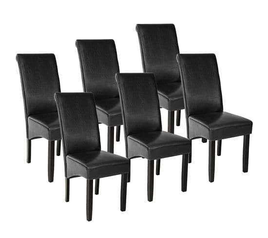 Lot De 6 Chaises Aspect Cuir - Noir